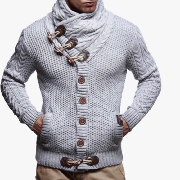 Leif Nelson Knitted Turtleneck Jacket - Winter Cardigan Sweaters Size M - Picture 2 of 14